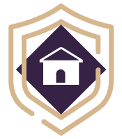 Spray Foam Solutions logo image house in a diamond shape in a shield icon